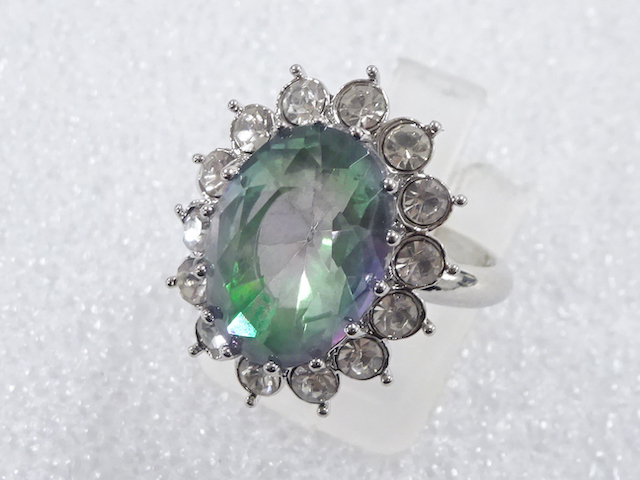 JAPANESE KIMONO / ANTIQUE COLORED STONE RING (SIZE 15.5)